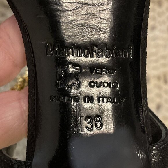 Marino Fabiani Sandals Women’s Sz38 Black Heels Rhinestone Accent.‎ W/defects on - Picture 5 of 15
